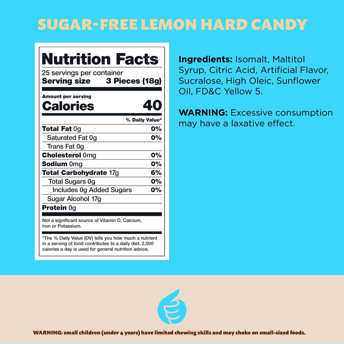 Sugar Free Lemon Drops | 1-Pound Pack | Sugar Free Hard Candy Individually Wrapped | Lemon Candy for Office Bowls, Snacking, and Sharing | Nostalgic