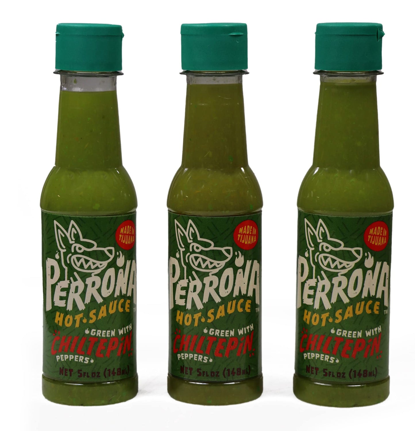 La Perrona Hot Sauce Variety | Chiltepin, Roasted, Green and Negra | 5 Ounce Bottles | Handmade | Salsa Picante 4 Flavor Variety | Pack of 3