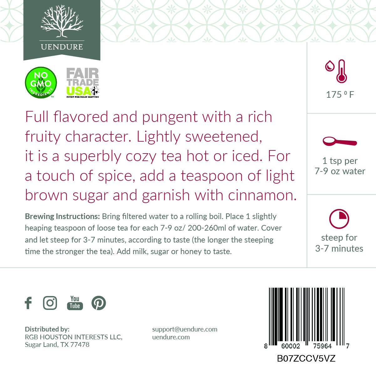 Organic Cranberry Apple Crisp Tea 50 g / 1.75 oz | Certified 100% Organic | Caffeine-Free, Source of Vitamins and Antioxidants| All Natural Luxury