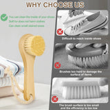 Dfacio 2Pack Laundry Stain Brush with 2Pack Metal Hook, Natural Soft Boar Bristle Scrubber, No Damage for Cleaning Tough Stains on Delicate Fabrics