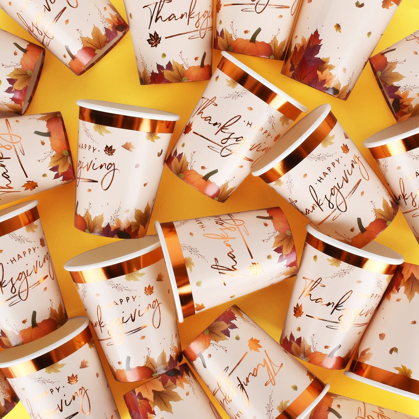 Gatherfun Thanksgiving Party Supplies Maple Leaves Disposable Paper Cups for Thanksgiving Dinner Party Fall Party Decorations, 9OZ 20 Pack