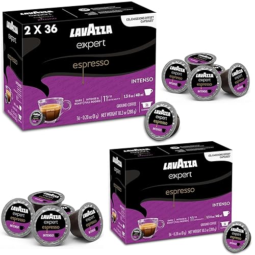 Lavazza Expert Espresso Intenso Capsules - 72 Count - Dark Roast Coffee Pods with Arabica & Robusta Blend - Bold Flavor & Rich Crema - Compatible
