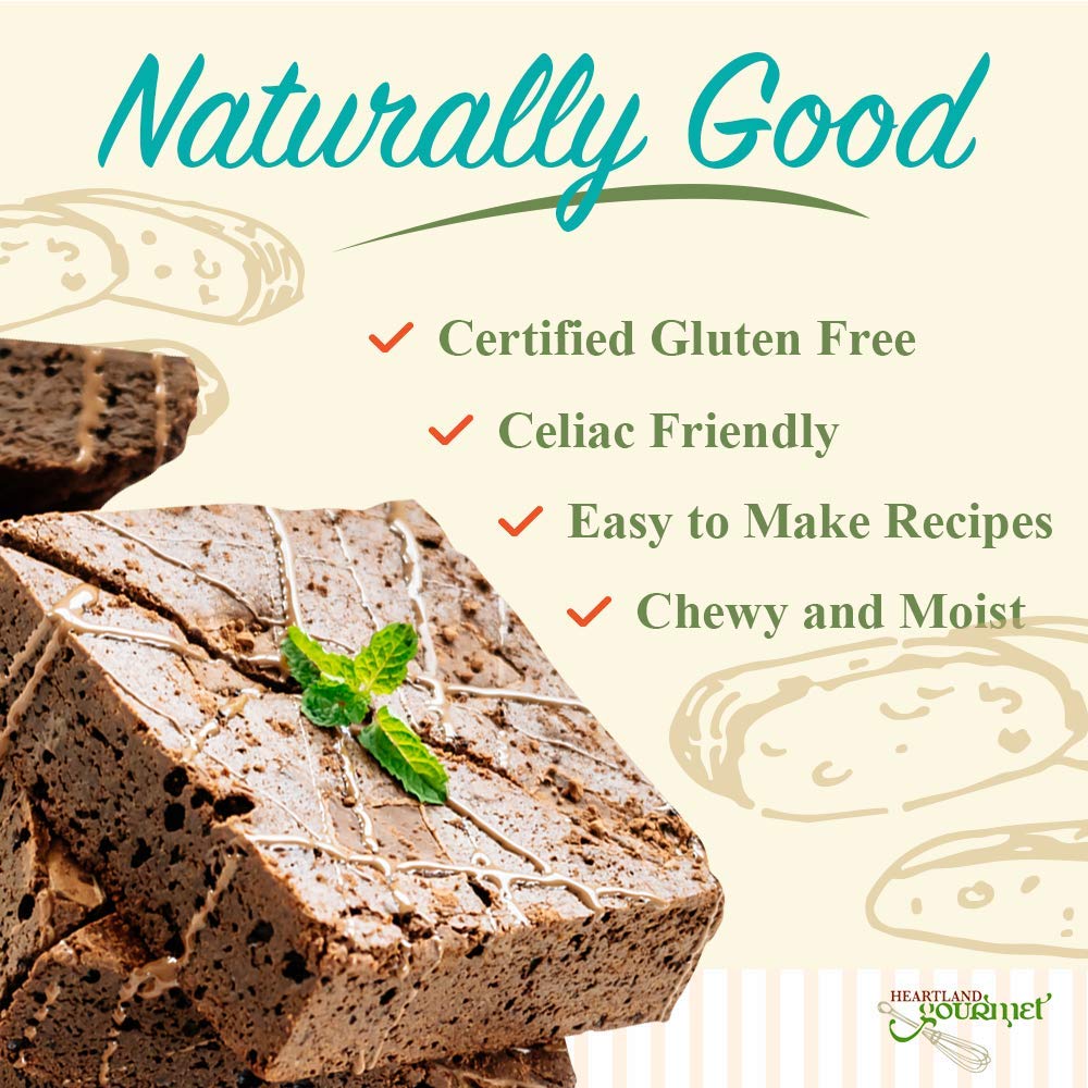 Heartland Gourmet Gluten Free Chocolate Brownie Mix - Chewy and Moist - Certified Gluten Free - All Purpose - Safe for Celiac Diet - Made in Nebraska - Pack of 1