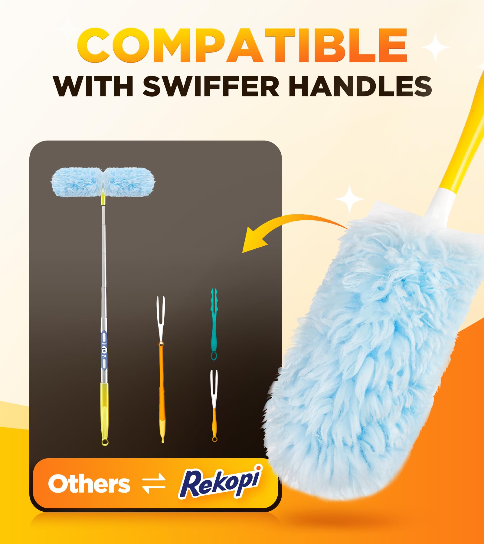 30 Count Duster Refill for Swiffer Duster with 1 Handle, One-Sided Disposable Dusters Refills with 4X Microfibers, Unscented Dusters for Cleaning