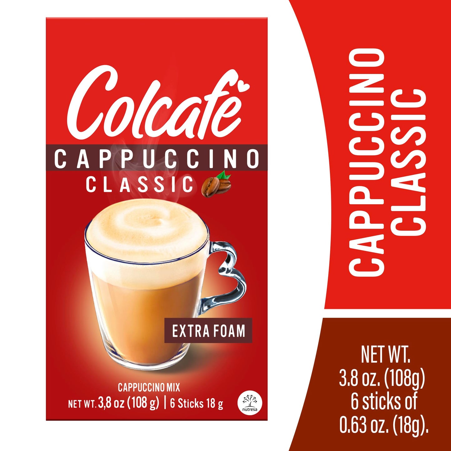 Colcafe Instant Classic Cappuccino, 6 sticks per pack, Pack of 2