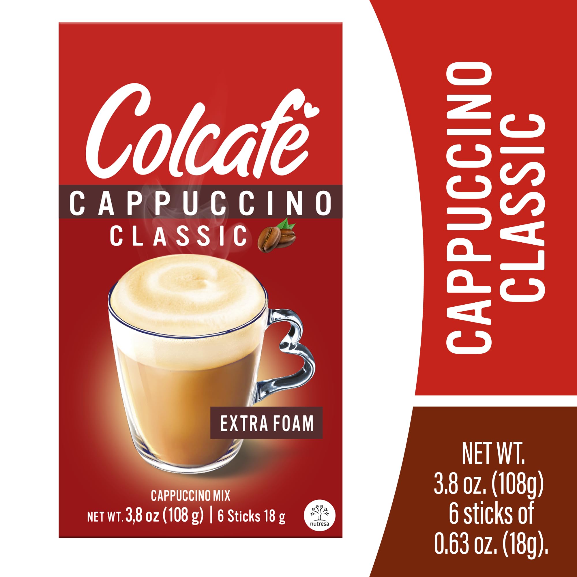Colcafe Instant Classic Cappuccino, 6 sticks per pack, Pack of 2