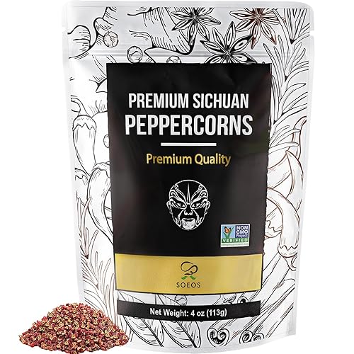 Soeos Premium Sichuan Peppercorns, 4 Ounce (113g), Szechuan Peppercorns, Citrusy & Numbing Flavor, Essential Chinese Spice for Hot Pot, Stir Fry