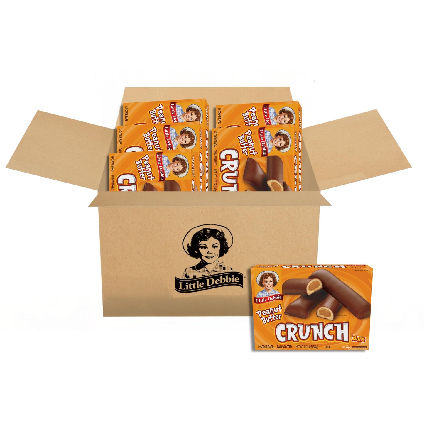 Little Debbie Peanut Butter Crunch Bars, 72 Twin-wrapped Bars (6 Boxes)
