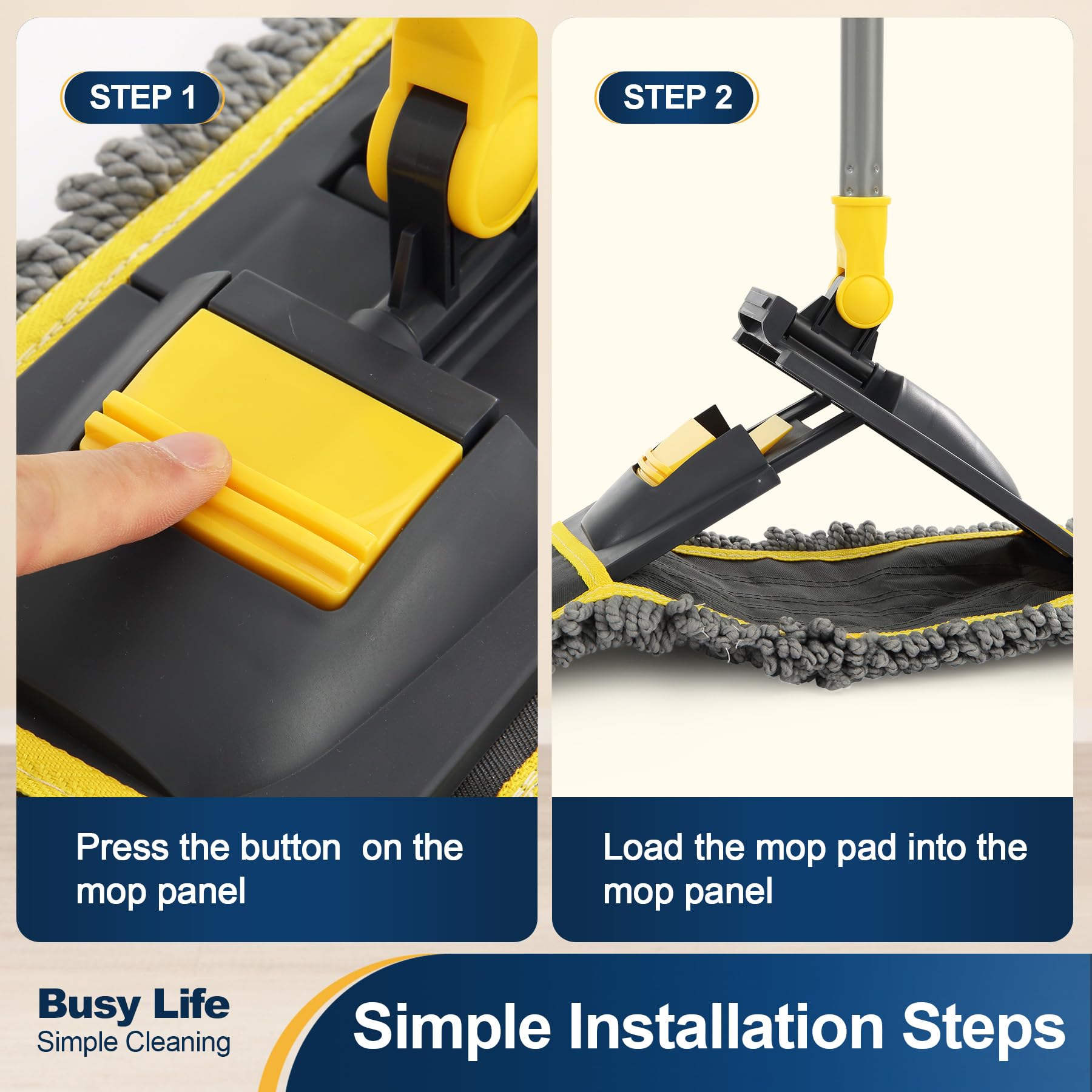 Yocada Dust Mop for Floor Cleaning with 2 Different Mop Pads (in Total) Wet & Dry for Hardwood Ceramic Marble Tile Laminate Home Kitchen 51in Long