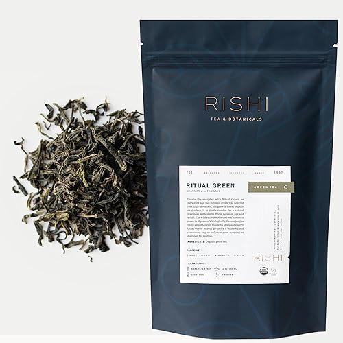 Rishi Tea Ritual Green Tea - Organic Loose Leaf Tea, Energizing & Caffeinated - 4 Ounces, 16+ Servings