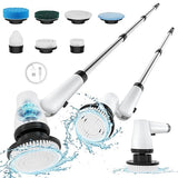 KEROMEE Electric Spin Scrubber Cordless Cleaning Brush with 7 Replaceable Brush Heads & Adjustable Extension Handle, 2 Speed Power Shower Scrubber