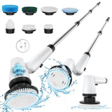 KEROMEE Electric Spin Scrubber Cordless Cleaning Brush with 7 Replaceable Brush Heads & Adjustable Extension Handle, 2 Speed Power Shower Scrubber