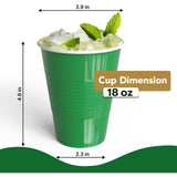 Party Solids 18 Oz Emerald Green Plastic Cups For Party Supplies 50 Pack | Emerald Green Disposable Cups Plastic | Disposable Drinkware For Parties