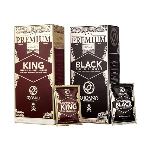 ORGANO Combo Pack, 1 box Black Coffee And 1 box King of Coffee 100% Certified Organic Gourmet Coffee