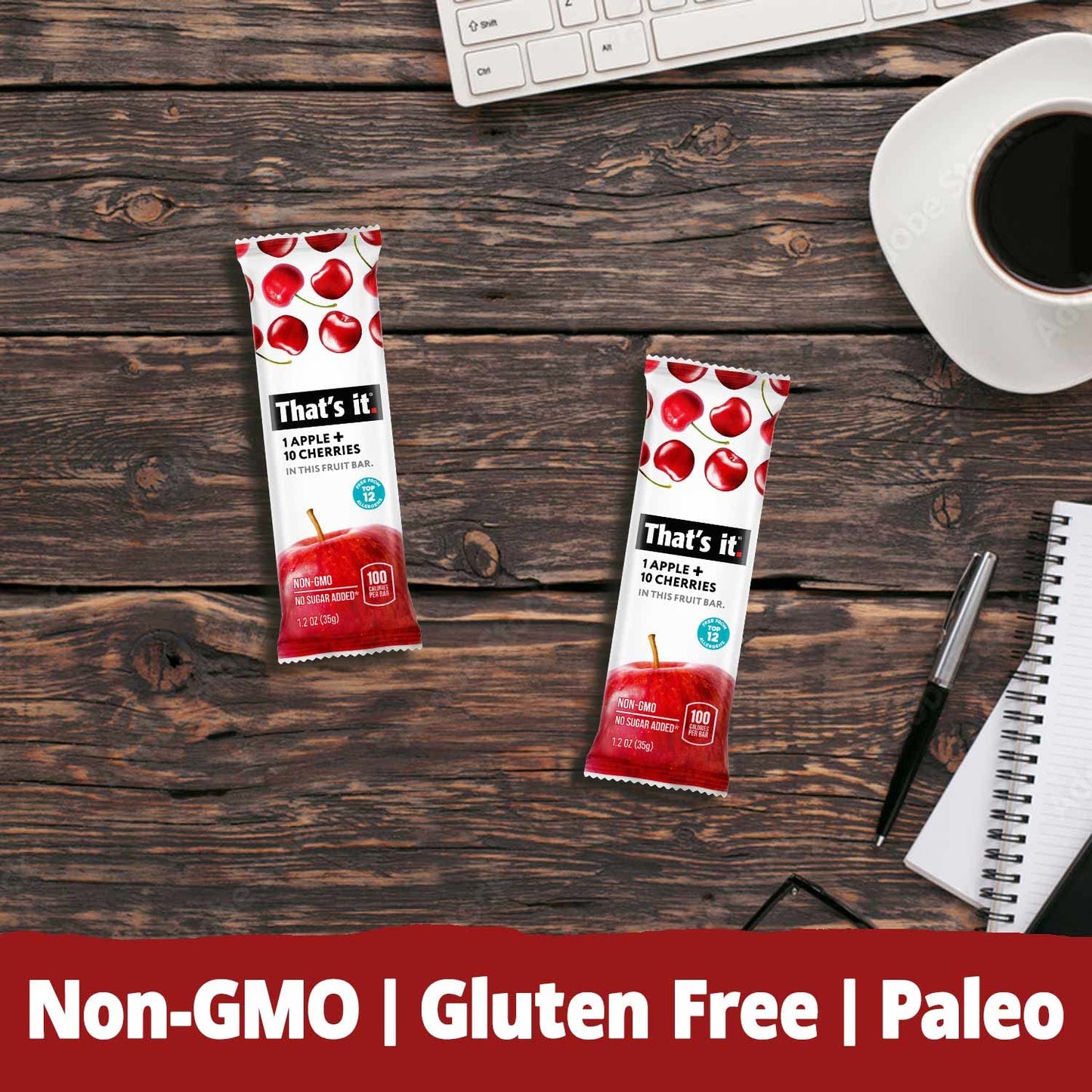 That's it. (48 Count) Variety Pack | Strawberry, Blueberry, Mango & Cherry flavors | 100% Natural Real Fruit bars. Strawberry. Plant-based, Vegan