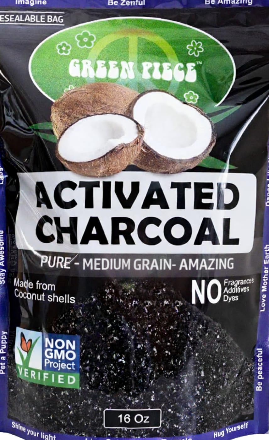 Green Piece® Activated Charcoal Pure - Medium Grain Air Purifying Bag - Kid/Pet Friendly Air/Water Fresheners - Odor Absorber - Resealable Bag - SUPER