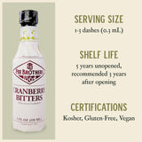 Fee Brothers Cranberry Cocktail Bitters - Aromatic Cocktail Mixer & Concentrated Flavoring, Gluten Free, Vegan-Friendly, 5 fl oz