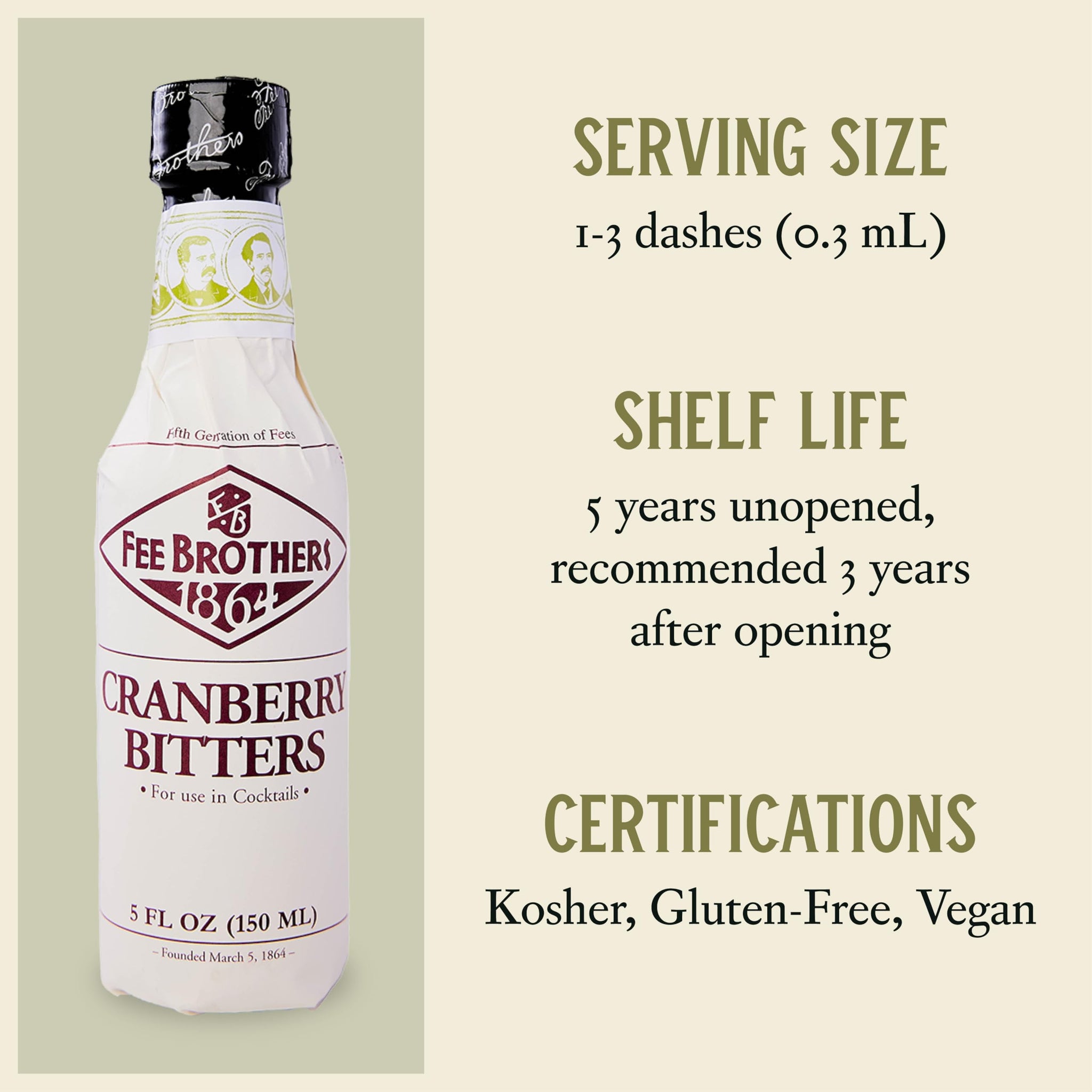Fee Brothers Cranberry Cocktail Bitters - Aromatic Cocktail Mixer & Concentrated Flavoring, Gluten Free, Vegan-Friendly, 5 fl oz