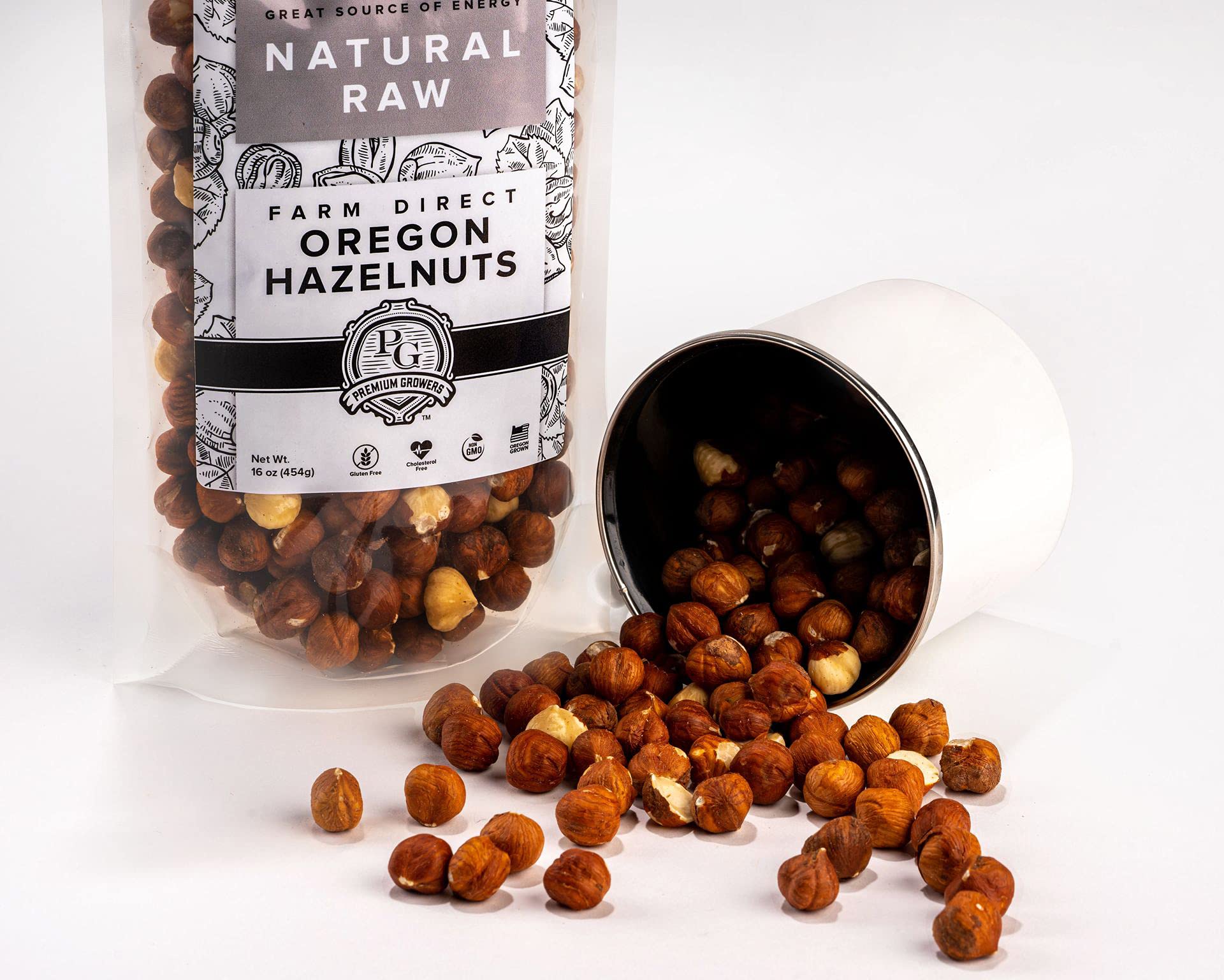 Oregon Farm To Table - Raw Hazelnuts from Premium Growers - Natural Raw Hazelnuts - Kosher Certified -1 LB
