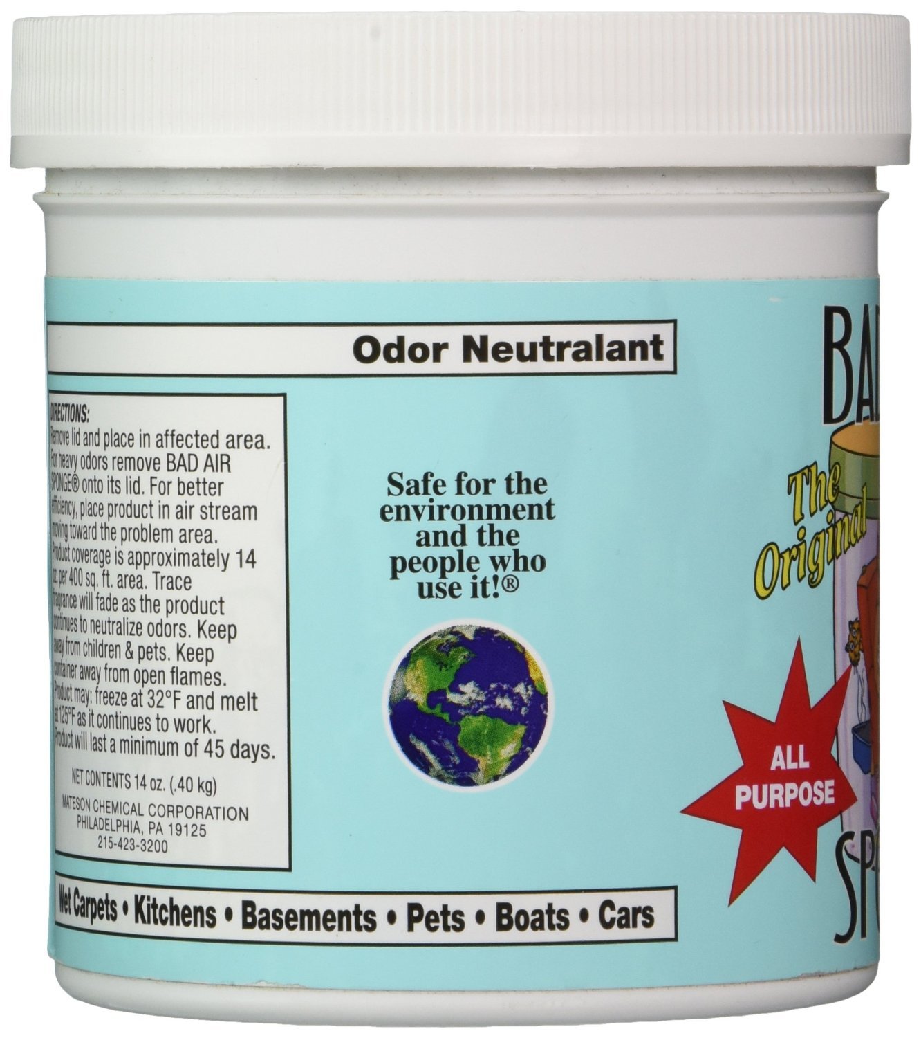 Bad Air Sponge Odor Neutralant Neutralizes and Absorbs Odors 14oz (Pack of 3)