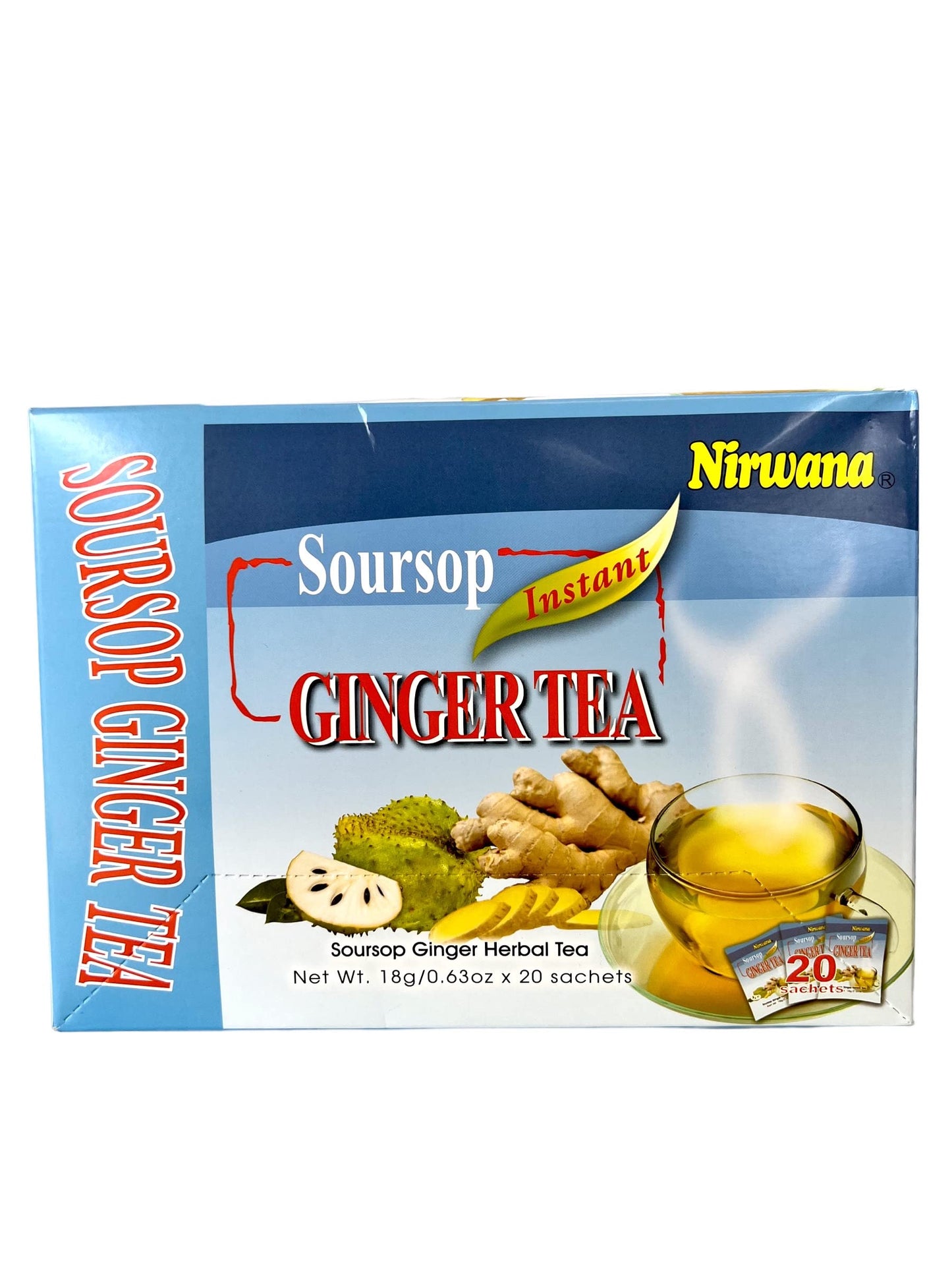Soursop Ginger Tea - Refreshing Herbal Blend with Cinnamon & Lemon - Loose Leaf or Tea Bags 20 sachets Instant Tea