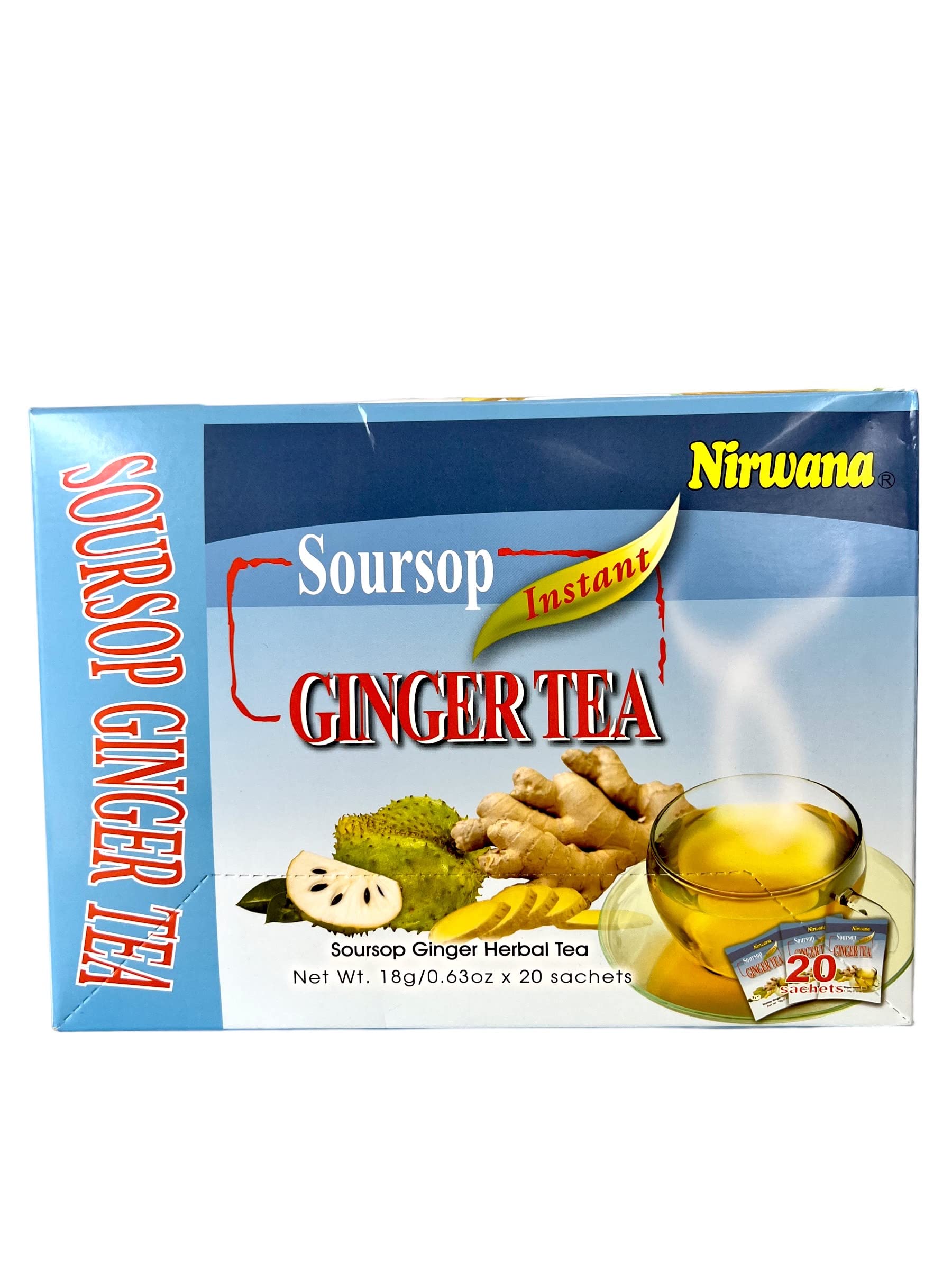 Soursop Ginger Tea - Refreshing Herbal Blend with Cinnamon & Lemon - Loose Leaf or Tea Bags 20 sachets Instant Tea