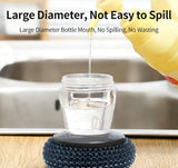 Press-Type Automatic Soap Pot Brush - 3-in-1 Self-Filling, Non-Scratch for Pot Pan & Stovetop Cleaning.