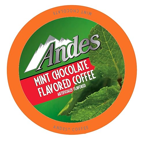 Andes Mints Chocolate Mint Flavored Coffee Pods, Compatible with K Cup Brewing Machines Including 2.0, Single Serve Peppermint Flavor Enhanced, 40