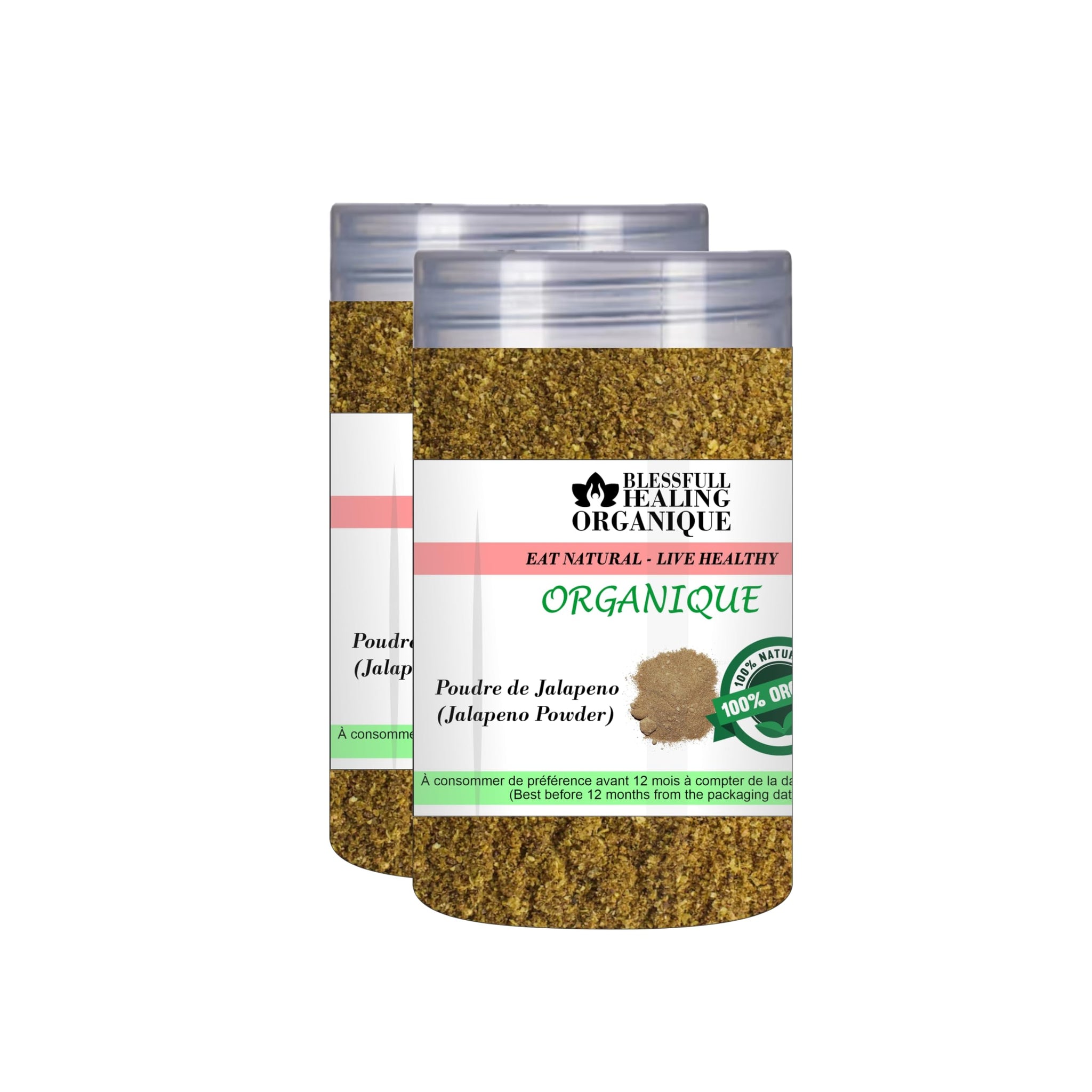 Blessfull Healing Organic Jalapeno Powder 100 Gram (3.52 oz) Each (Pack Of 2) = 200 Grams, Vegan