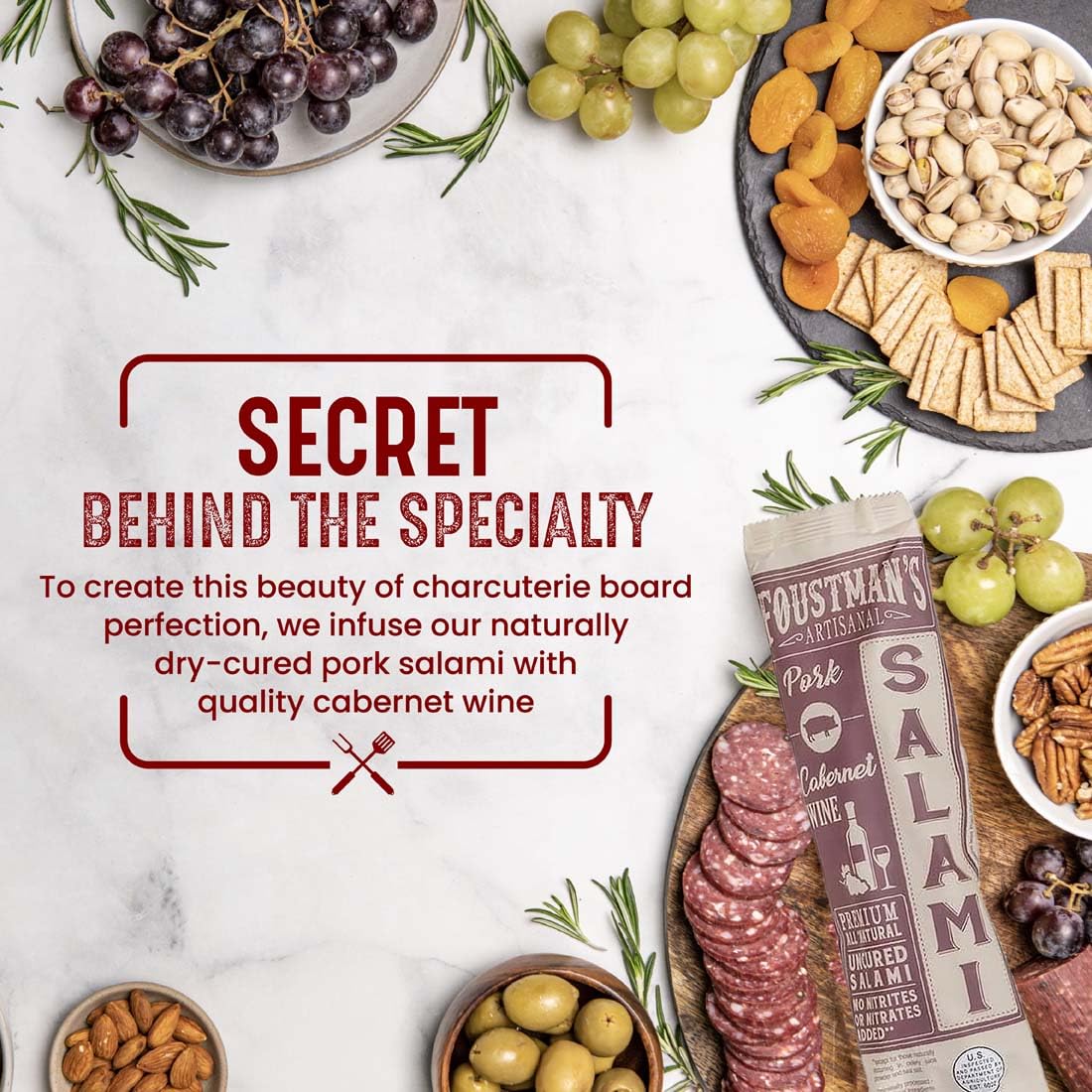 Foustman's Salami (Cabernet Wine) Artisanal, Nitrate-Free, Naturally Cured