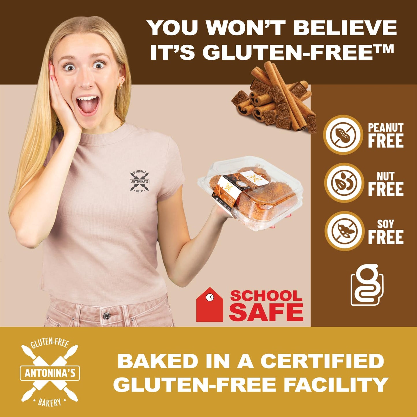 Antonina's Gluten-Free Bakery Cinnamon Chip Muffins | Nut Free | Peanut Free | Soy Free | Taste Homemade | Eigtht 4-Packs (32 Muffins)