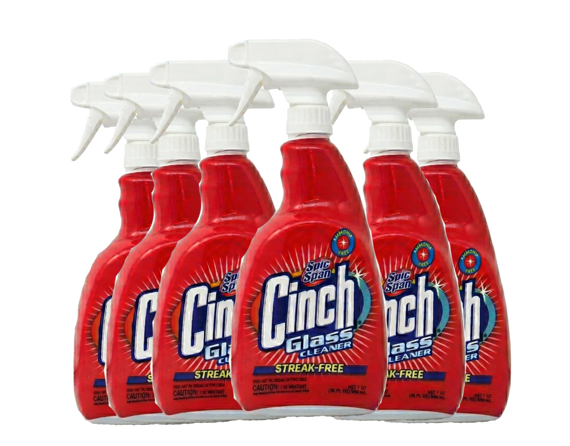 Spic & Span Cinch Glass Cleaner, 32 oz Spray Bottles, Streak-Free Window and Mirror Cleaner, Pack of 6