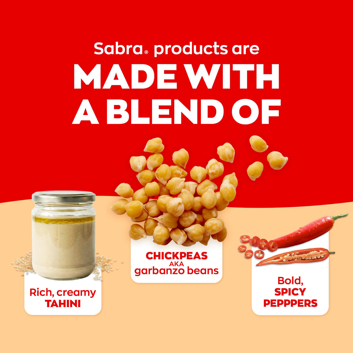 Sabra Supremely Spicy Hummus Dip for Healthy Snacking & Sharing - 8 Oz
