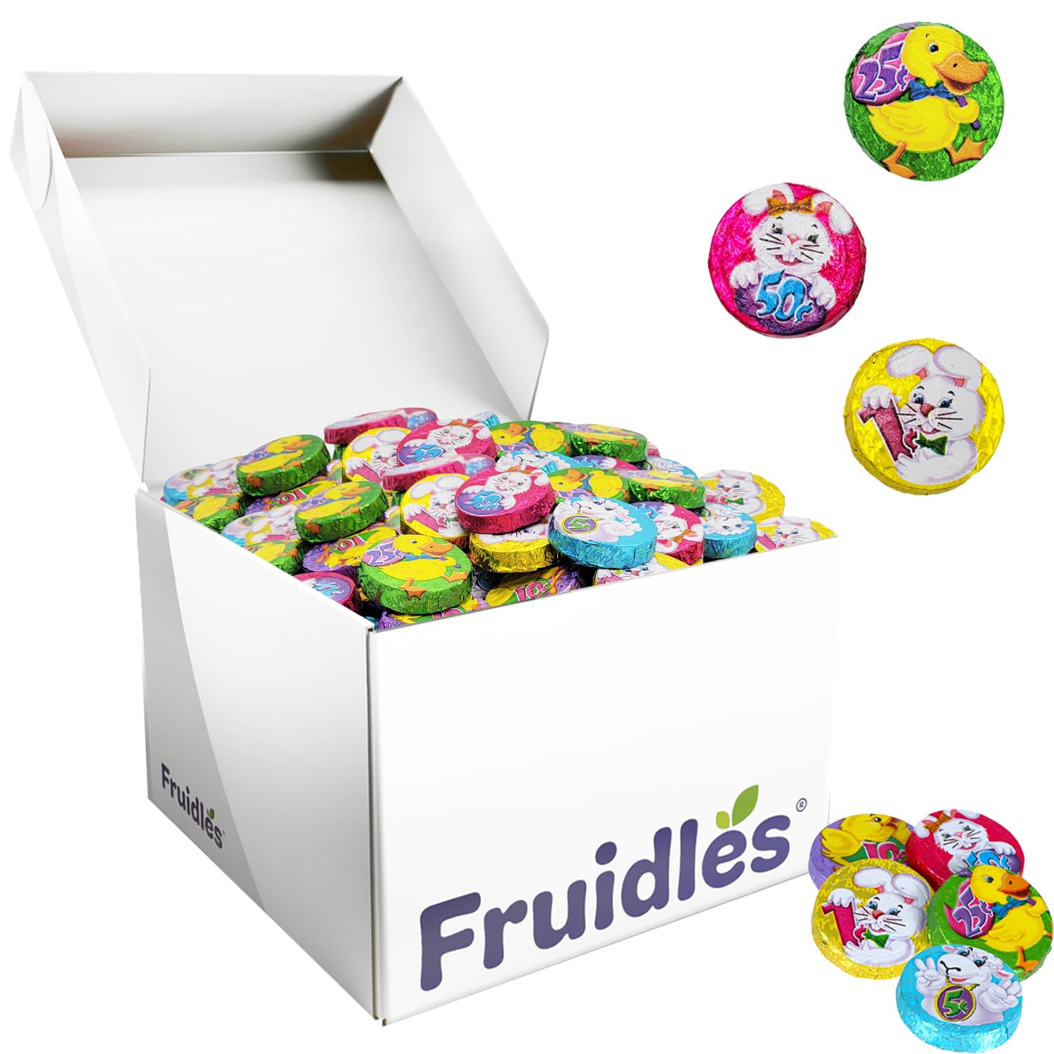 10 Pounds Fruidles Easter Double Crisp Bunny Munny Milk Chocolate, Happy Easter Day Coins, Party Bag Fillers - Individually Wrapped Foils, Kosher