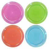 Party Essentials Hard Plastic 9-Inch Round Party/Luncheon Plates, Assorted Neon, 20-Count