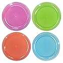 Party Essentials Hard Plastic 9-Inch Round Party/Luncheon Plates, Assorted Neon, 20-Count