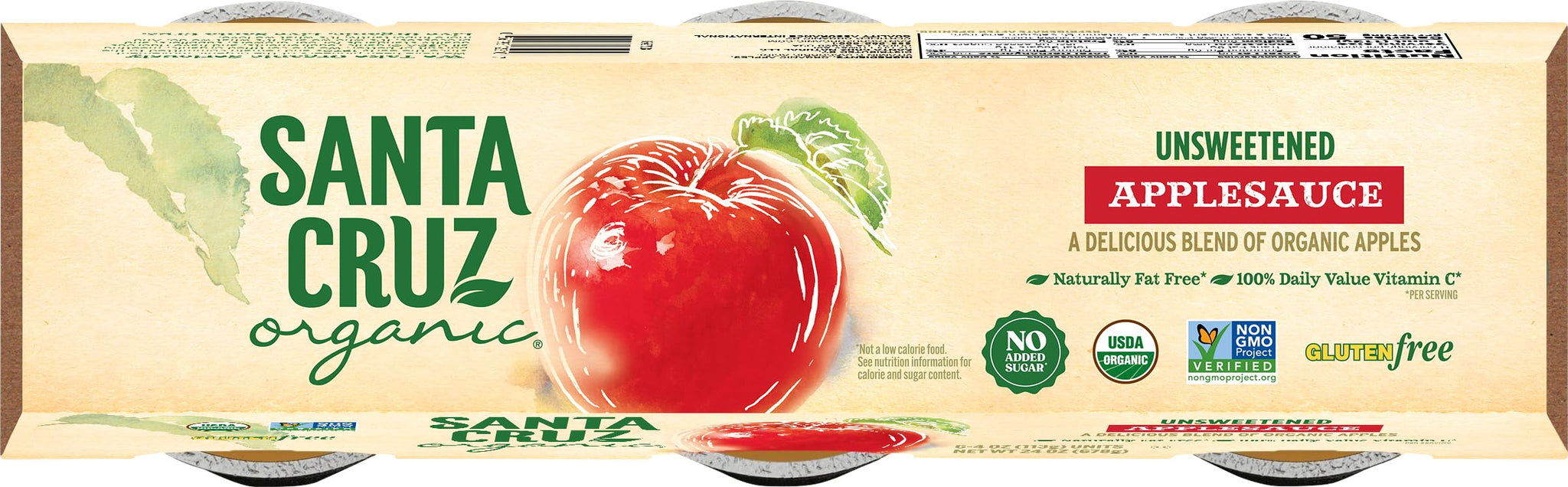 Santa Cruz Organic Apple Sauce Cups, 6 x 4oz (Pack of 1)