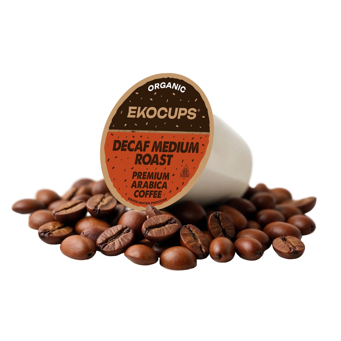 EKOCUPS Organic Decaf Coffee Pods, Swiss Water Decaffeinated Hot or Decaf Iced Coffee For Keurig K Cups Machines, Organic Fair Trade in Recyclable
