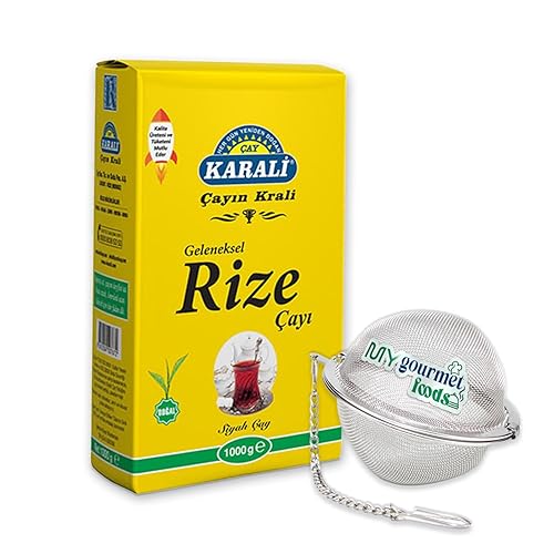 KARALI Rize Turkish Black Tea - 1000g Loose Leaf - Smooth and Rich Flavor from Rize Region - with My Gourmet Food Steel Tea Mesh Ball - Resealable