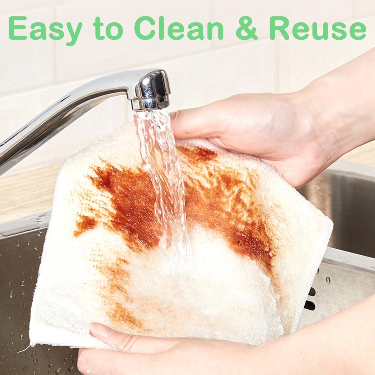 Petunny 10Pcs Wood Fiber Cleaning Cloths Absorbent Dish Cloths Bamboo Blend Cleaning Cloths Reusable Kitchen Towels,7" x 9"
