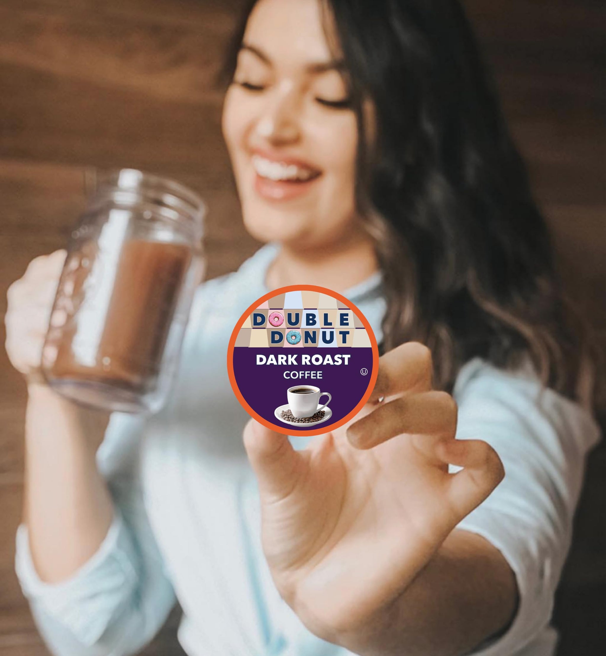 Double Donut Coffee Dark Roast Coffee Pods, Extra Bold Blend Coffee, Single Serve Coffee For Keurig K Cups Machines, Dark Roast Coffee in Recyclable