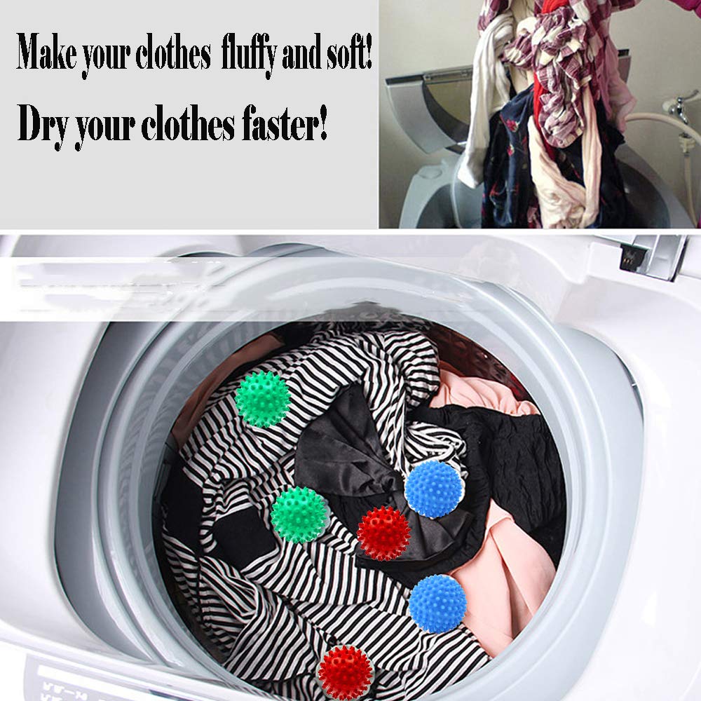 Reusable Dryer Balls Laundry Wash Dryer Balls Anti-Static Fabric Softener Laundry Washing Ball, 6pcs (Red)