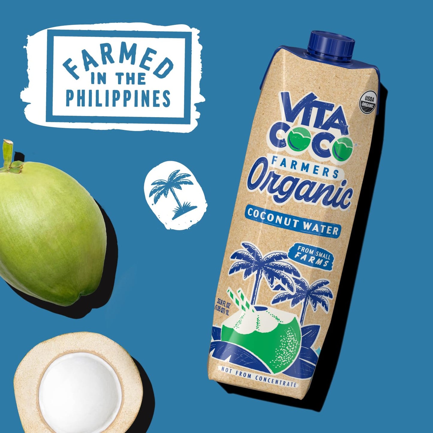 Vita Coco Farmers Organic Coconut Water, 33.8 Fl Oz