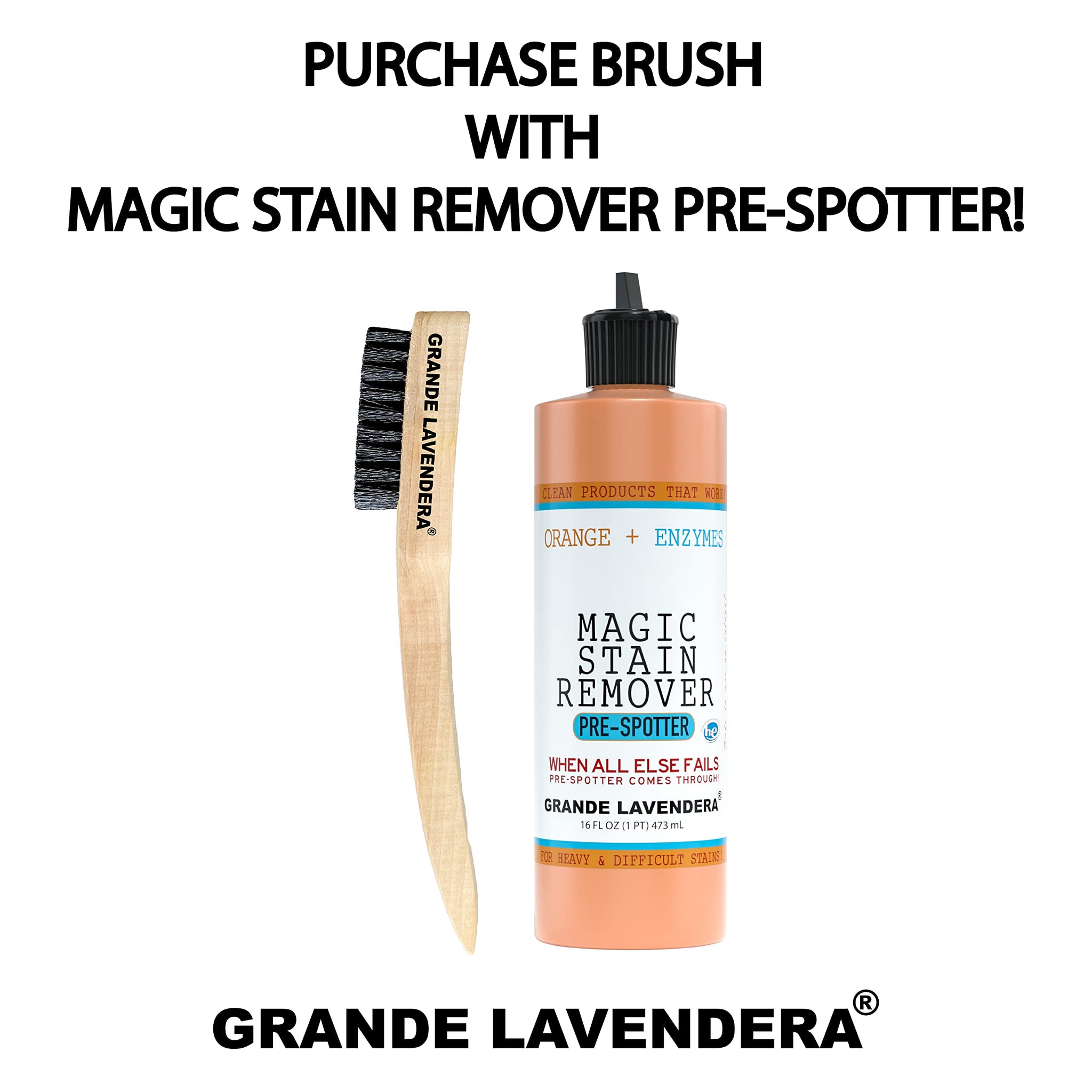 Professional Laundry Brush for Stains on Clothes, Nylon Bristles & Wooden Handle, Stain Scrubber for Hand Washing and Fabric Spot Cleaning Tool