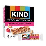KIND ZEROg Added Sugar Keto Snack Bars, Low Sugar, Gluten Free, Raspberry Vanilla Chashew, 5 Count