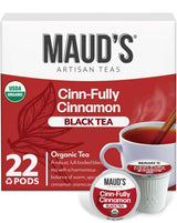 Maud's Organic Cinnamon Black Tea Pods, 22 ct, Recyclable Single Serve Tea Pods - 100% Gourmet Blended Tea Leaves, Compatible with Keurig K Cups Maker