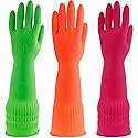 Gdotmely 3 Pairs Rubber Dishwashing Gloves,Rubber Cleaning Gloves, Reusable Kitchen Glove for Household,Waterproof