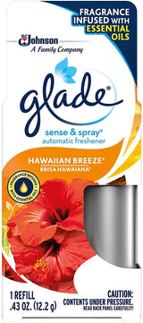 Glade Sense and Spray Twin Pack Hawaiian Breeze Automatic Freshener Refill, 0.86 Ounce - 6 - Pack or 0.43 Ounce - 12 pack