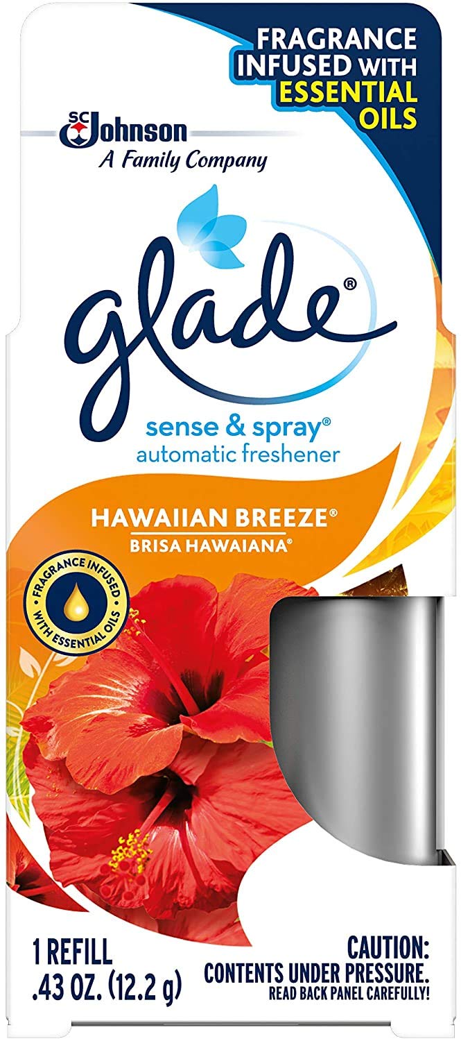 Glade Sense and Spray Twin Pack Hawaiian Breeze Automatic Freshener Refill, 0.86 Ounce - 6 - Pack or 0.43 Ounce - 12 pack