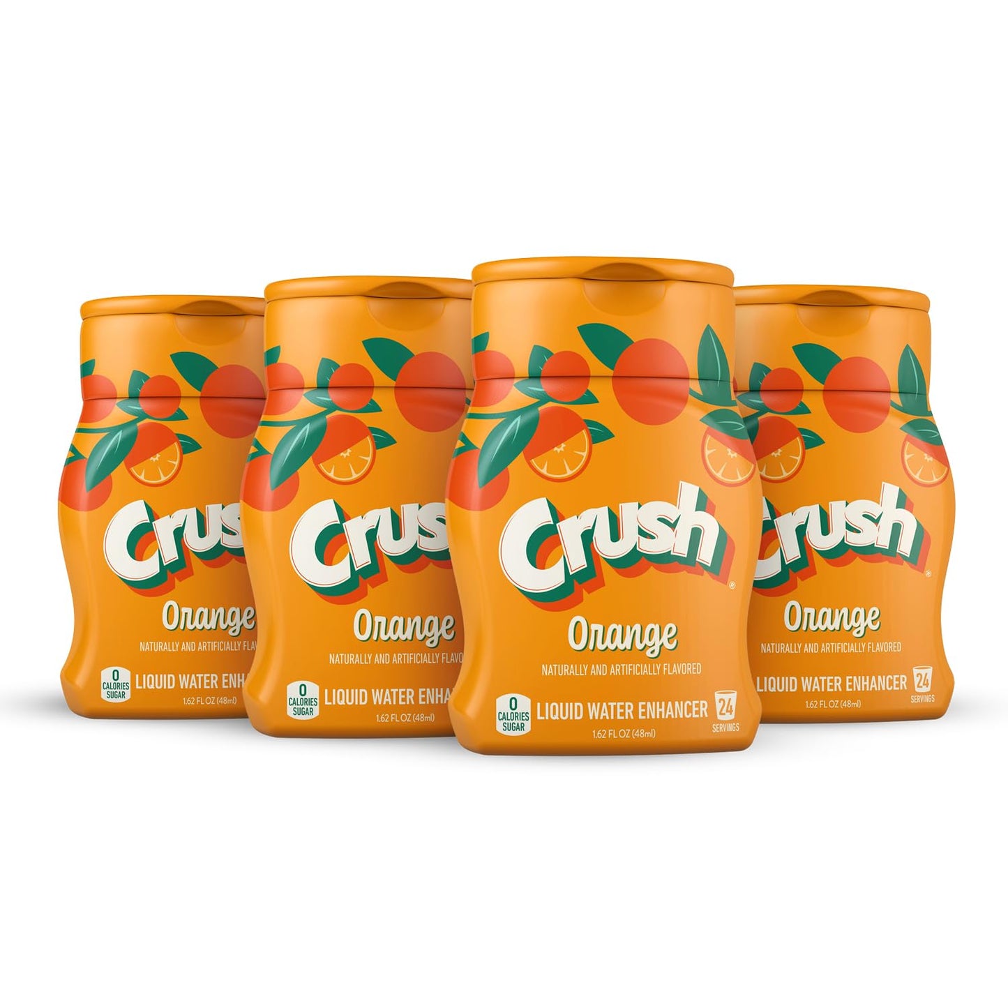 Crush, Orange, Liquid Water Enhancer - New, Better Taste! (4 Bottles, Makes 96 Flavored Water Drinks) - Sugar Free, Zero Calorie